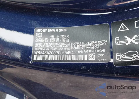 2023 BMW M4 Competition xDrive z USA, uszkodzony, nr VIN WBS43AZ00PCL55494